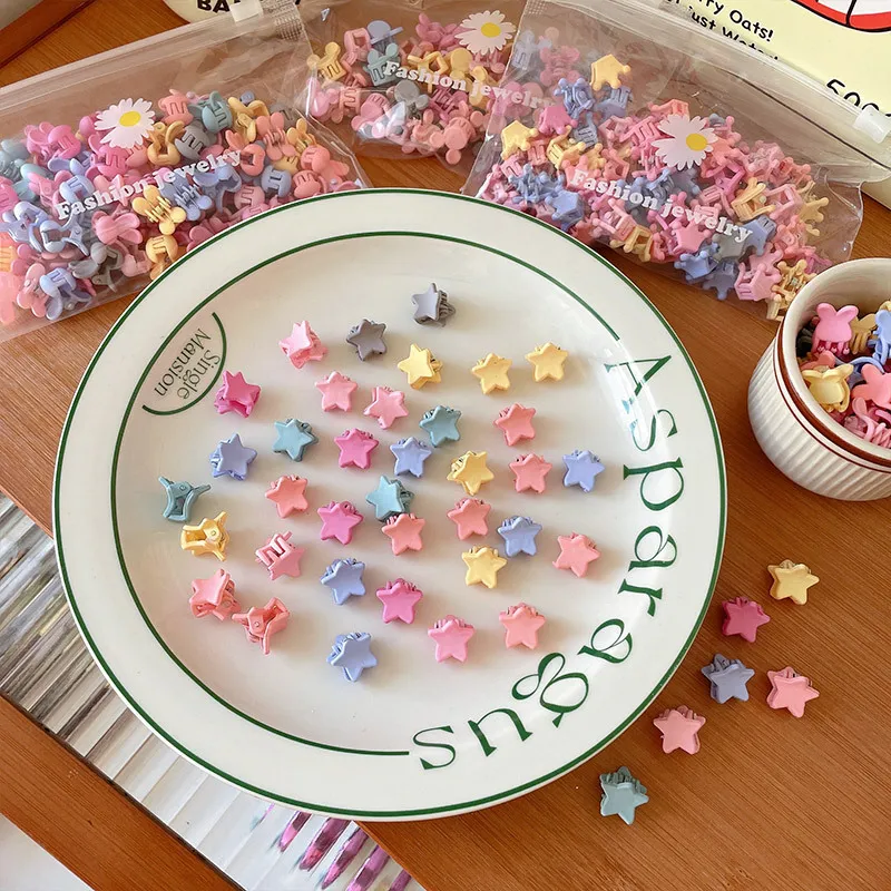 Korean Style Mini Star Hair Clips for Kids – Matte Cartoon Snap Clips for Toddler Bangs and Baby Flyaways, Non-Slip Fine Hair Accessories for Little Girls, Cute Matte Finish Hair Clamps